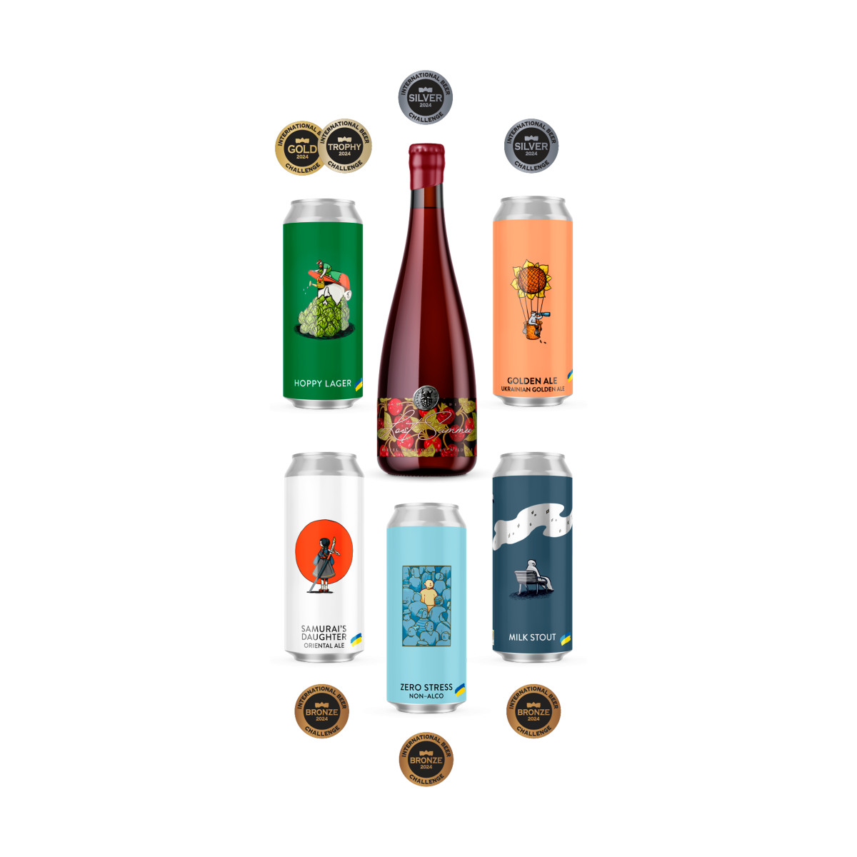 Beer VARVAR Trophy Set 5 cans*0.33l+1 bottle 0.375l