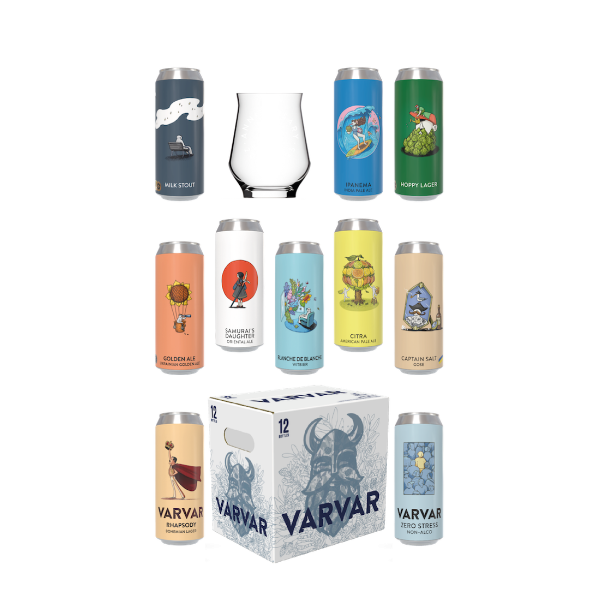 Пиво VARVAR       MixerSet 10банок*0.33л +келих Anniversary Gla