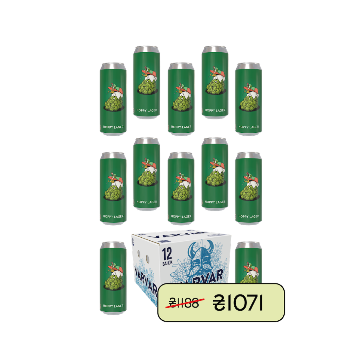 Пиво VARVAR Hoppy Lager Box 12 банок*0.33л
