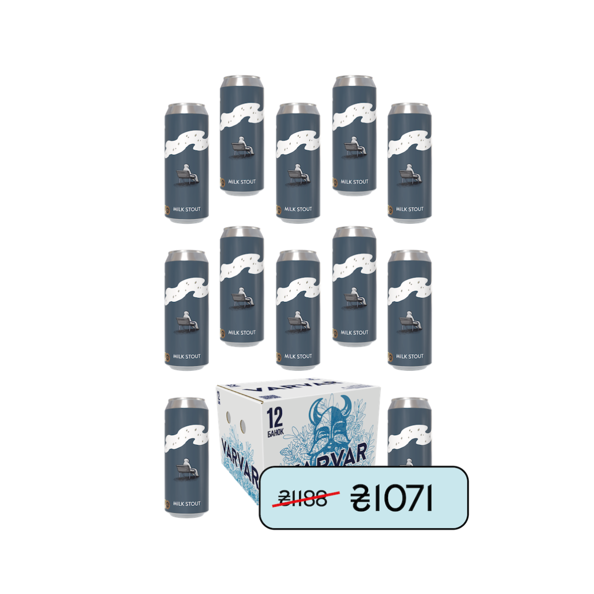 Пиво VARVAR Milk Stout Box 12 банок*0.33л